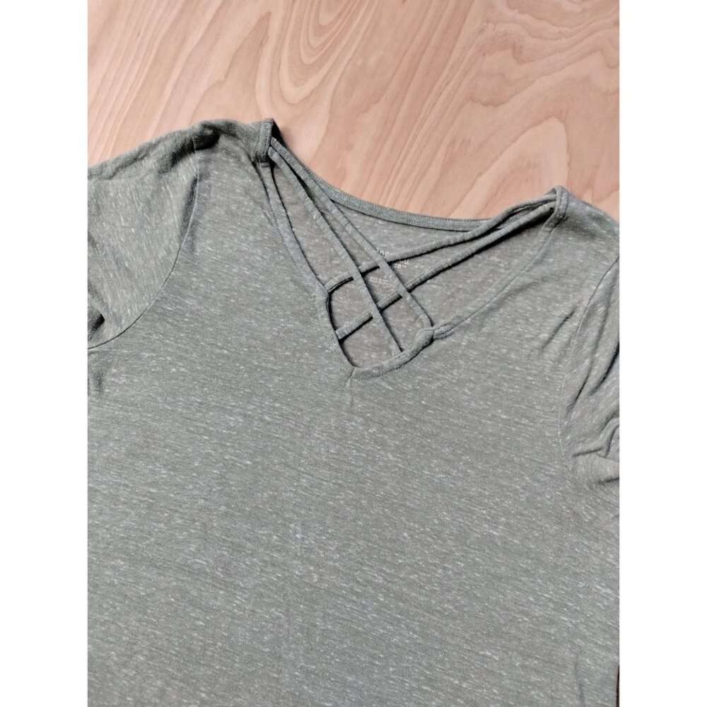 Women Mossimo Sage Green Short Sleeve Stretch Top Small - Picture 5 of 6
